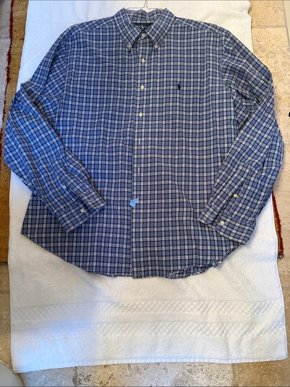Ralph Lauren Classic Blue Plaid Button-Down Shirt - Men's